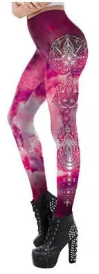 Round Ombre Flower Printing Leggings