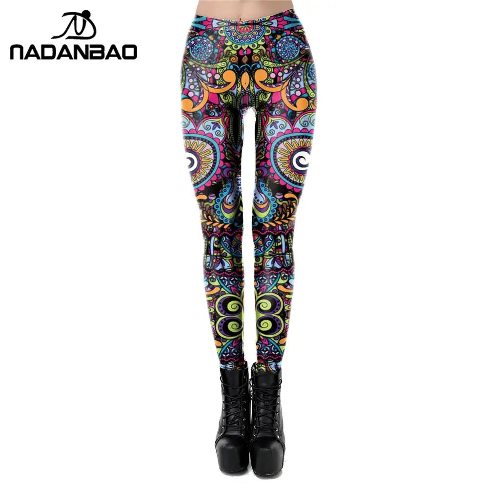 Round Ombre Flower Printing Leggings