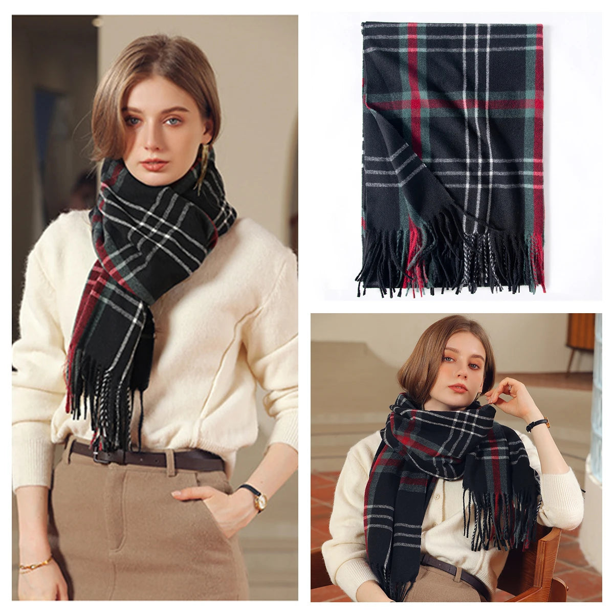 Plaid Wool Scarf