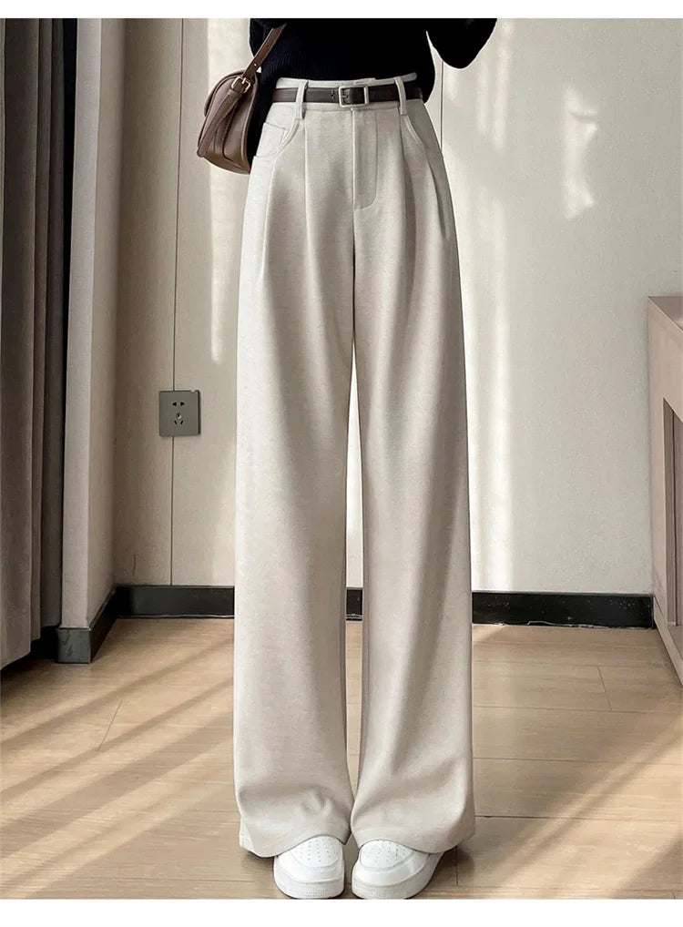 High Waist Straight Trousers