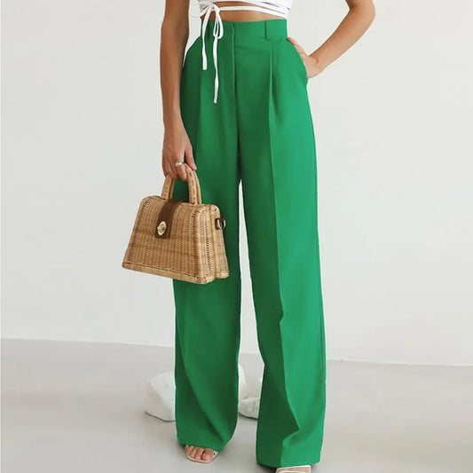 Green High Waist Wide Leg Pants