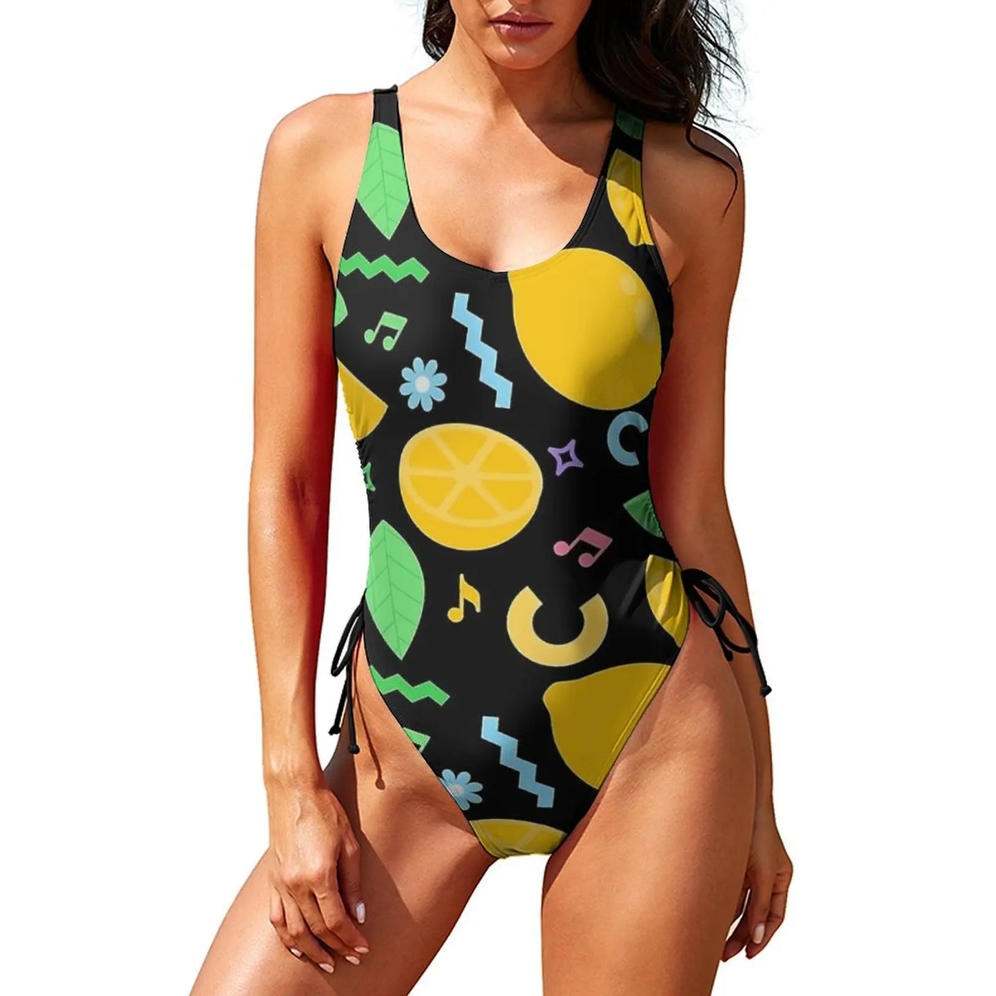 Fruit Print One Piece Swimsuit