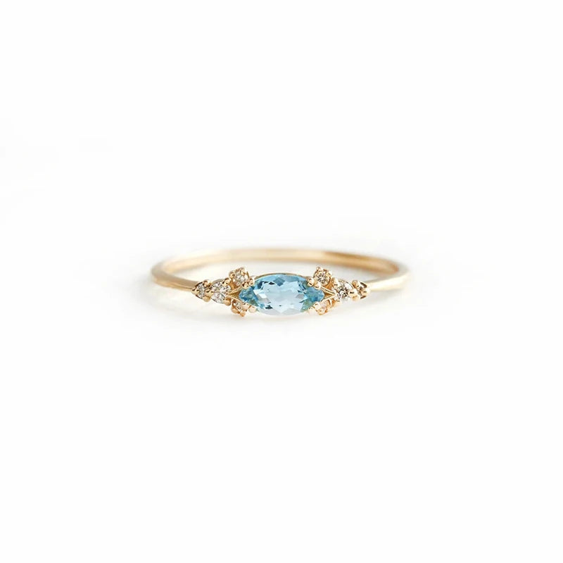 Blue Round Zircon Ring