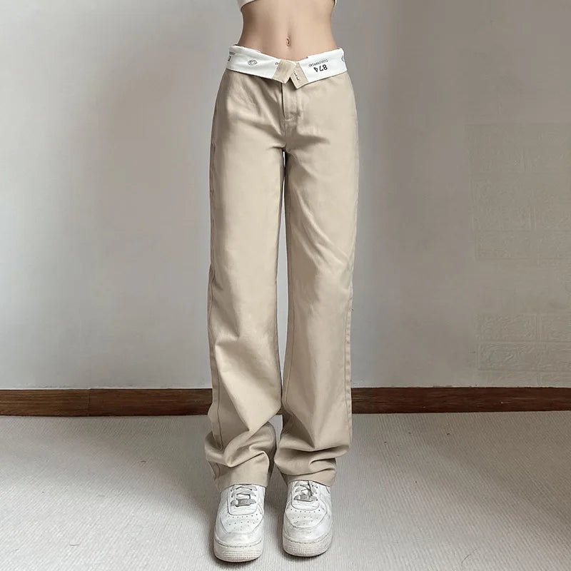 Low-waist Straight Leg Trousers