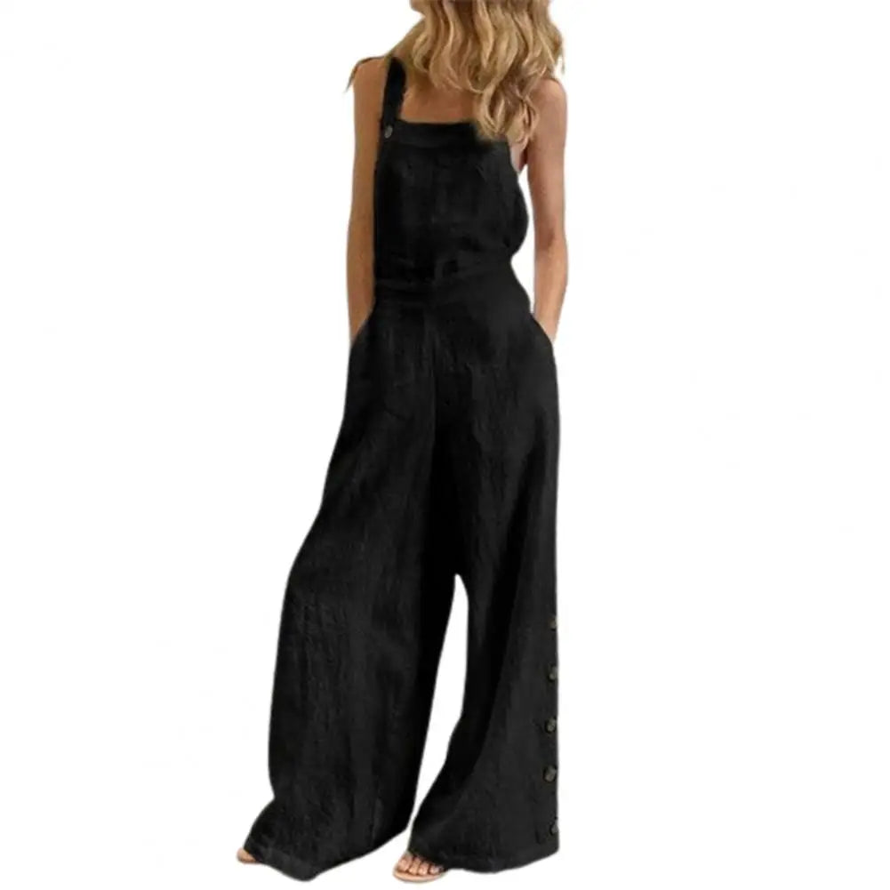 Wide Leg Side Button Jumpsuit