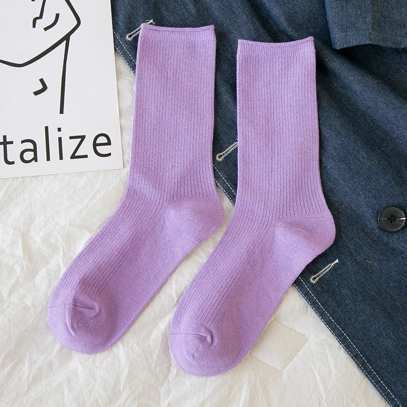 Women Socks Fashion Solid Color