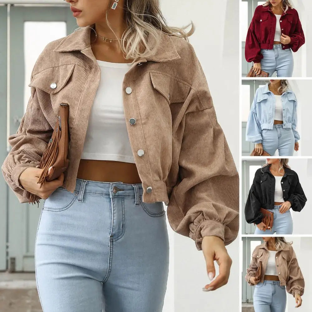 Lantern Sleeve Cropped Jacket