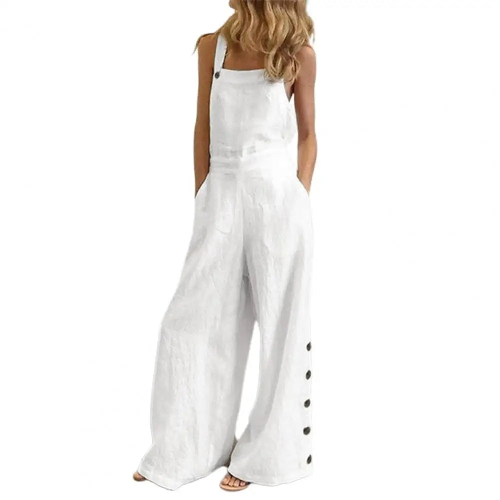 Wide Leg Side Button Jumpsuit