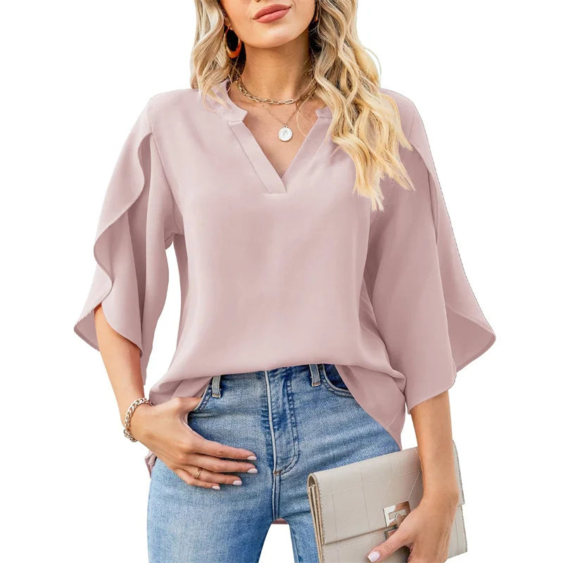 Casual Flare Sleeve Summer Blouse