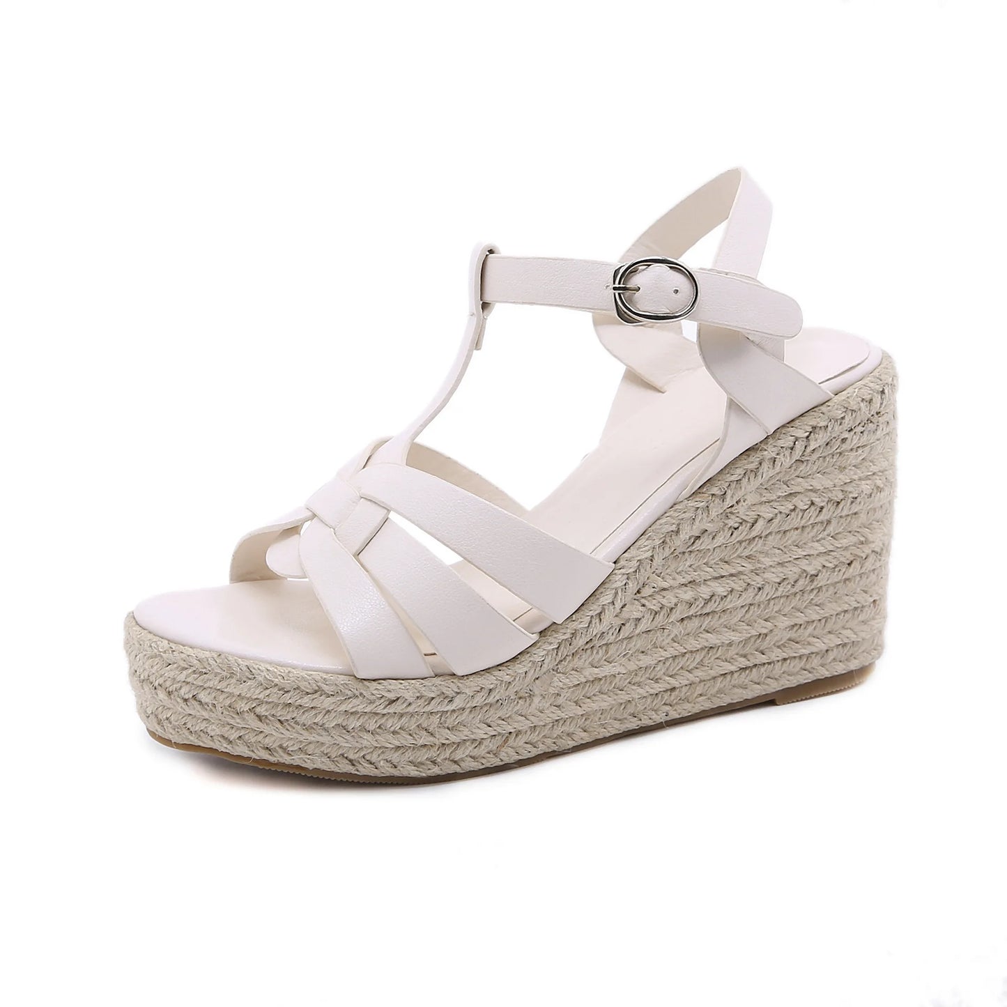 Straw Platform Wedge Shoes