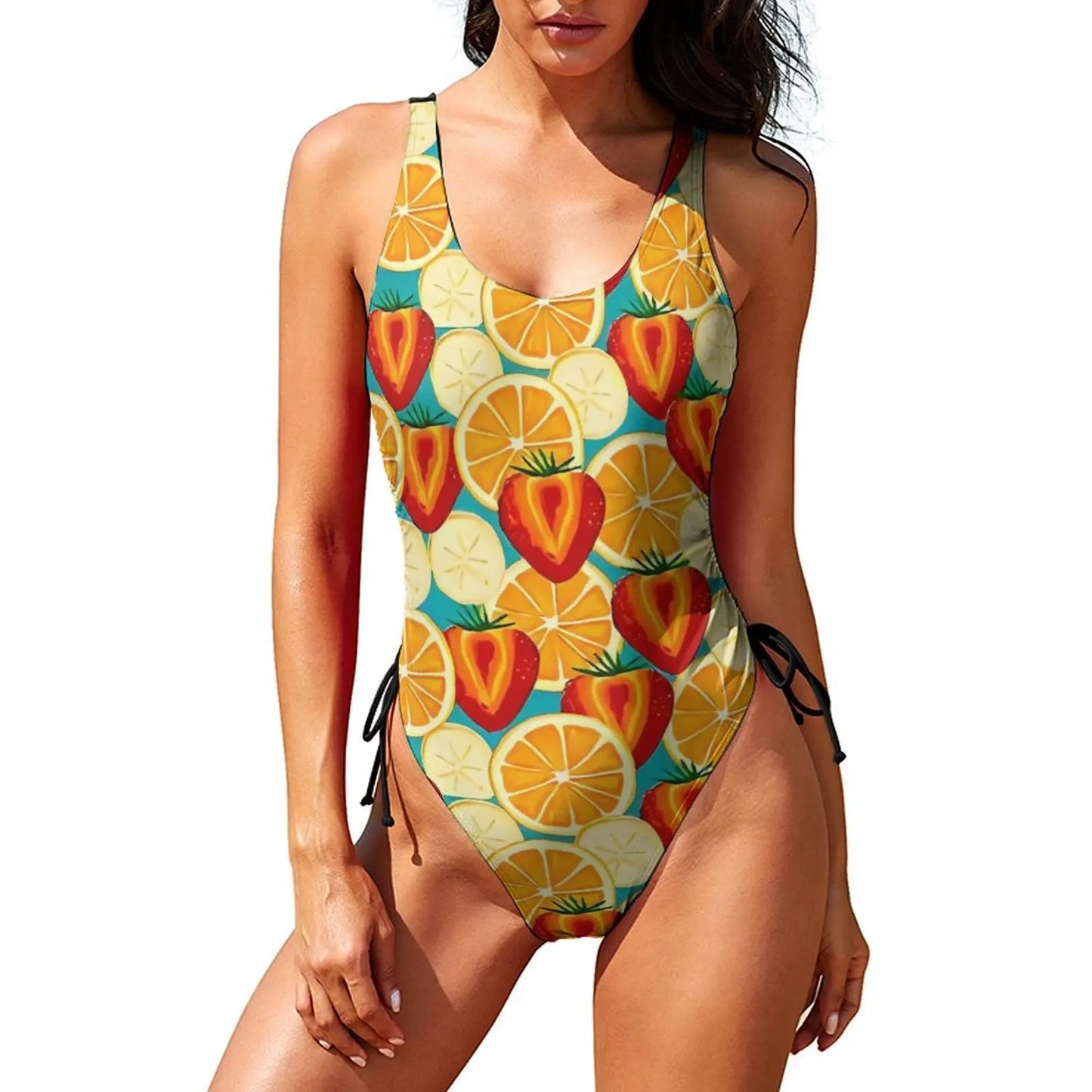 Fruit Print One Piece Swimsuit