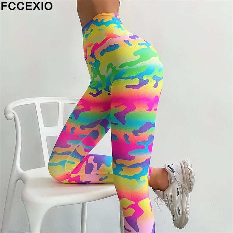 Colourful Camouflage Leopard Print Leggings