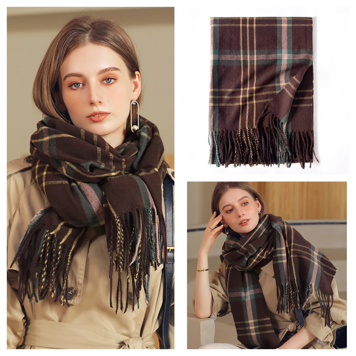 Plaid Wool Scarf