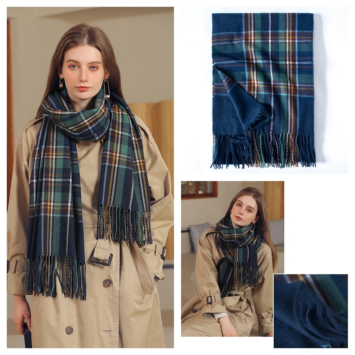 Plaid Wool Scarf