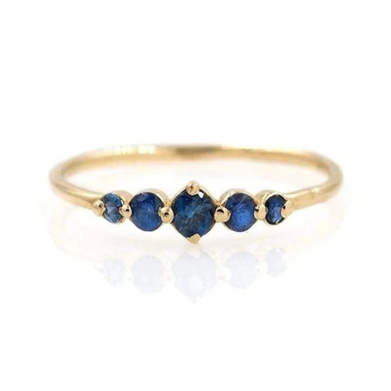 Blue Round Zircon Ring