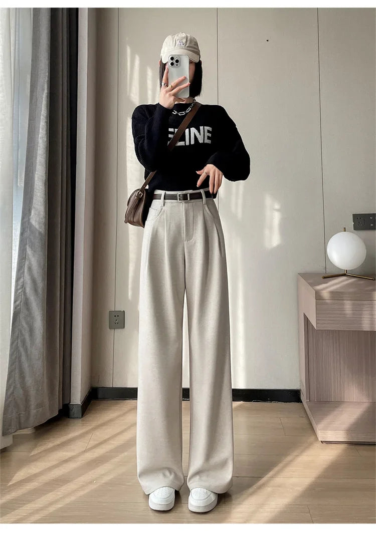 High Waist Straight Trousers