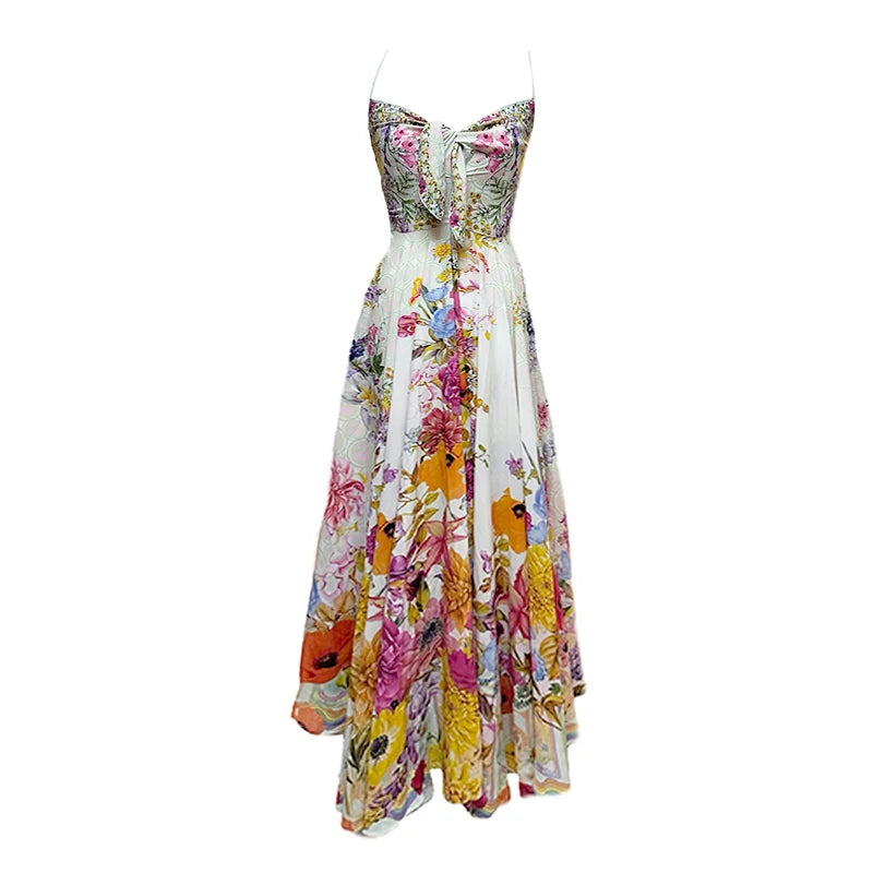 Summer Floral Print Boho Maxi Dress